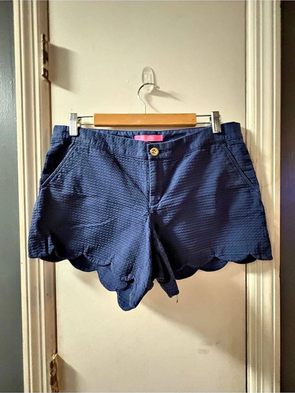 Lilly Pulitzer Buttercup Scallop Hem Short Scalloped Shorts in Blue Size 10